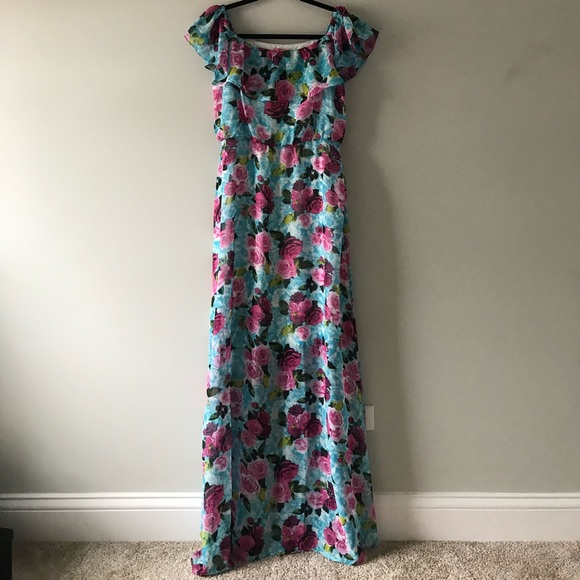 NWT Betsey Johnson off the shoulder floral maxi - Picture 7 of 14